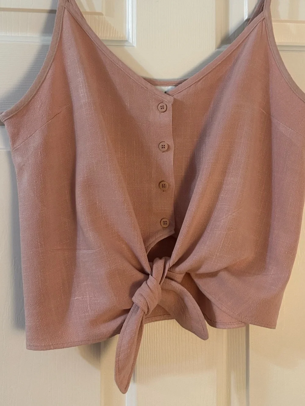 Topshop Polly Tie Front Tank Top Mauve Pink Button Front Cami Size 8 - Picture 7 of 9